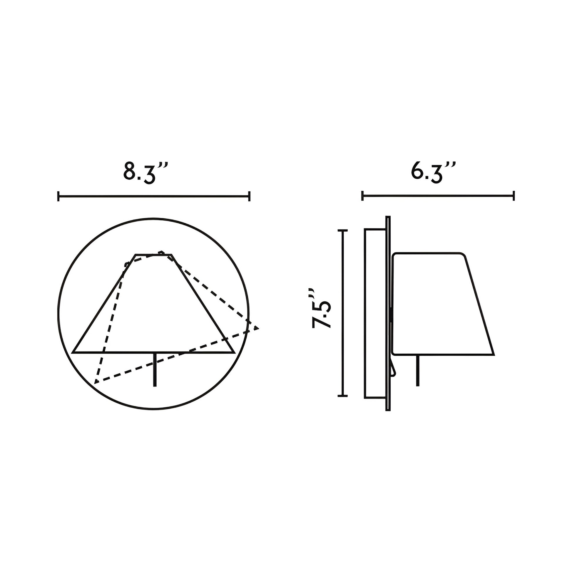 Noon Wall Light - line drawing.