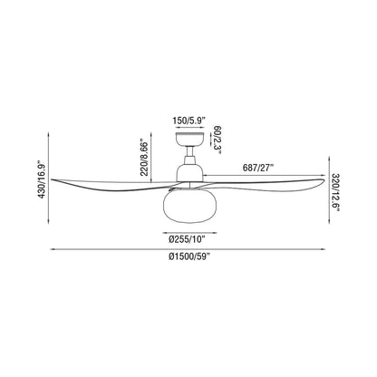 Outwood Ceiling Fan - line drawing.