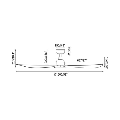 Outwood Ceiling Fan - line drawing.