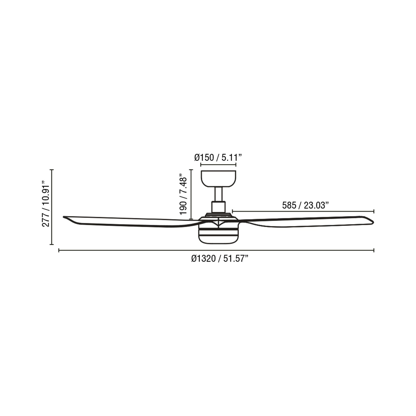 Punt Ceiling Fan - line drawing.