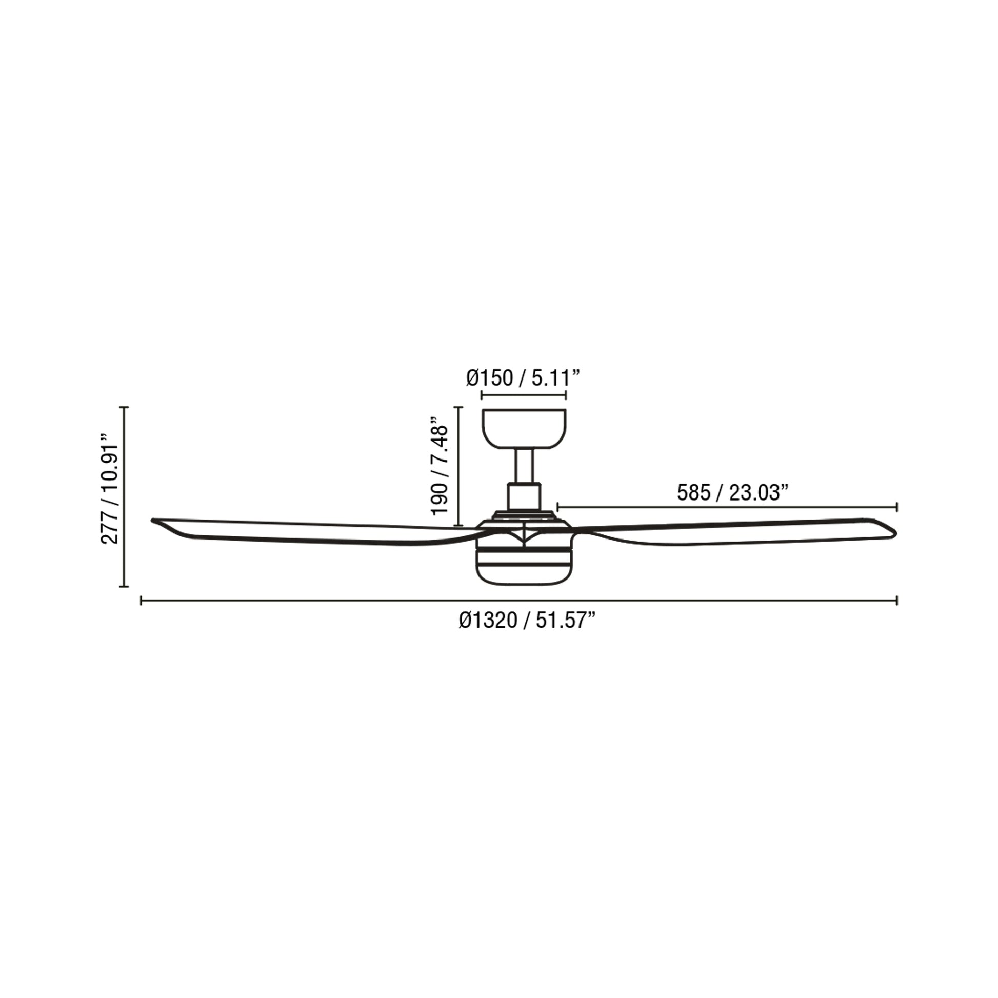 Punt Ceiling Fan - line drawing.