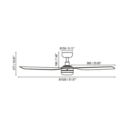Punt Ceiling Fan - line drawing.