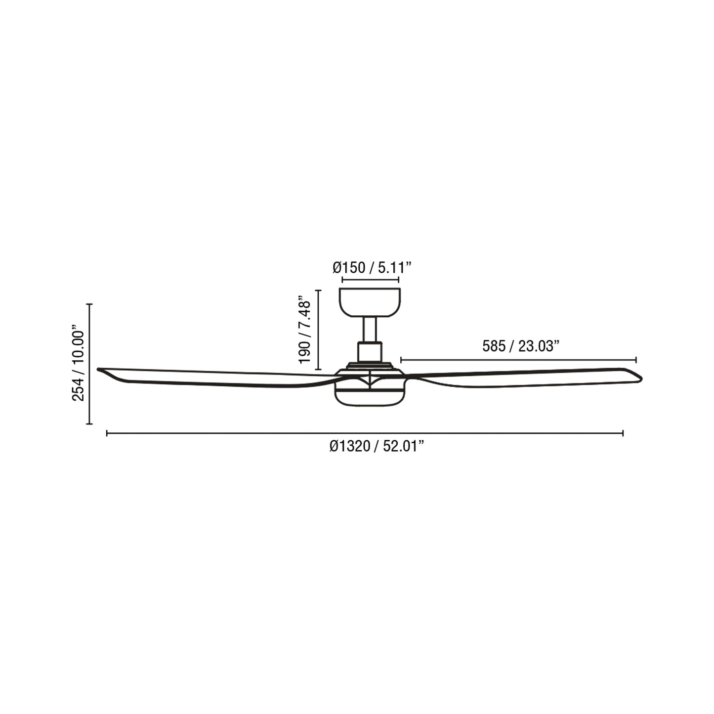 Punt Ceiling Fan - line drawing.