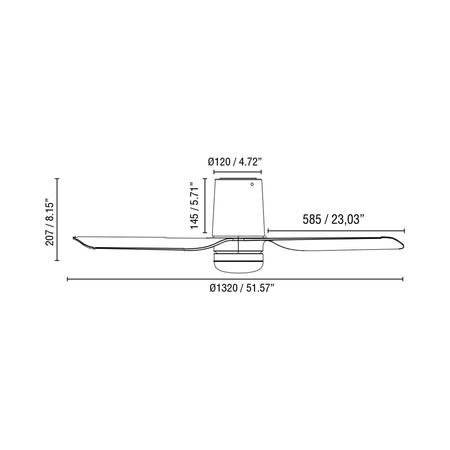 Punt Tub Ceiling Fan - line drawing.