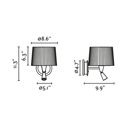 Samba Reader Wall Light - line drawing.