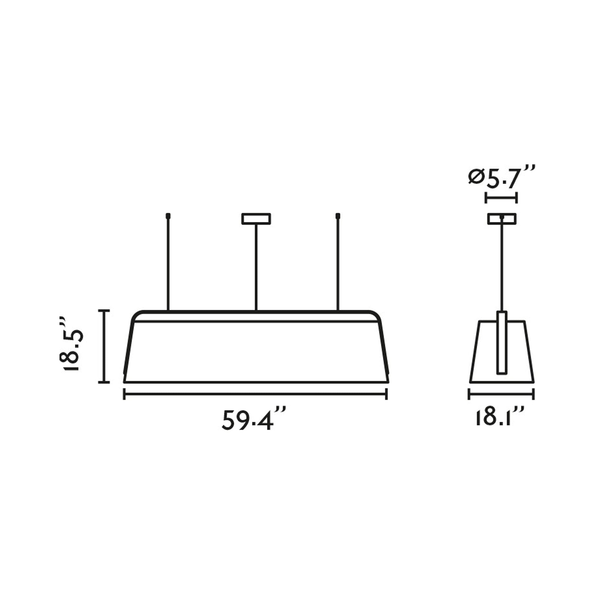 Stood Linear Pendant Light - line drawing.