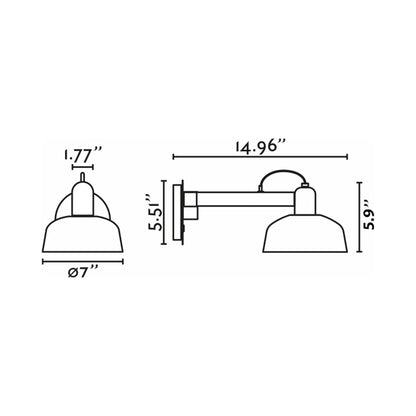Tatawin Arm Wall Light - line drawing.