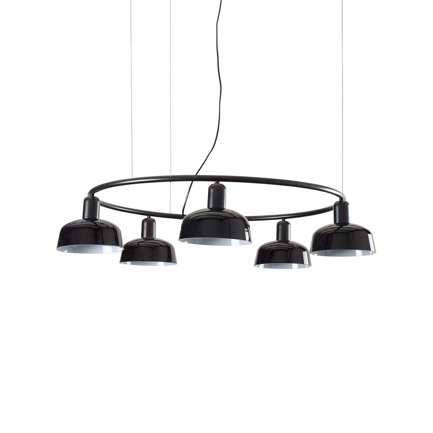 Tatawin Circular Pendant Light in Gloss Black/Glass (7-Inch).