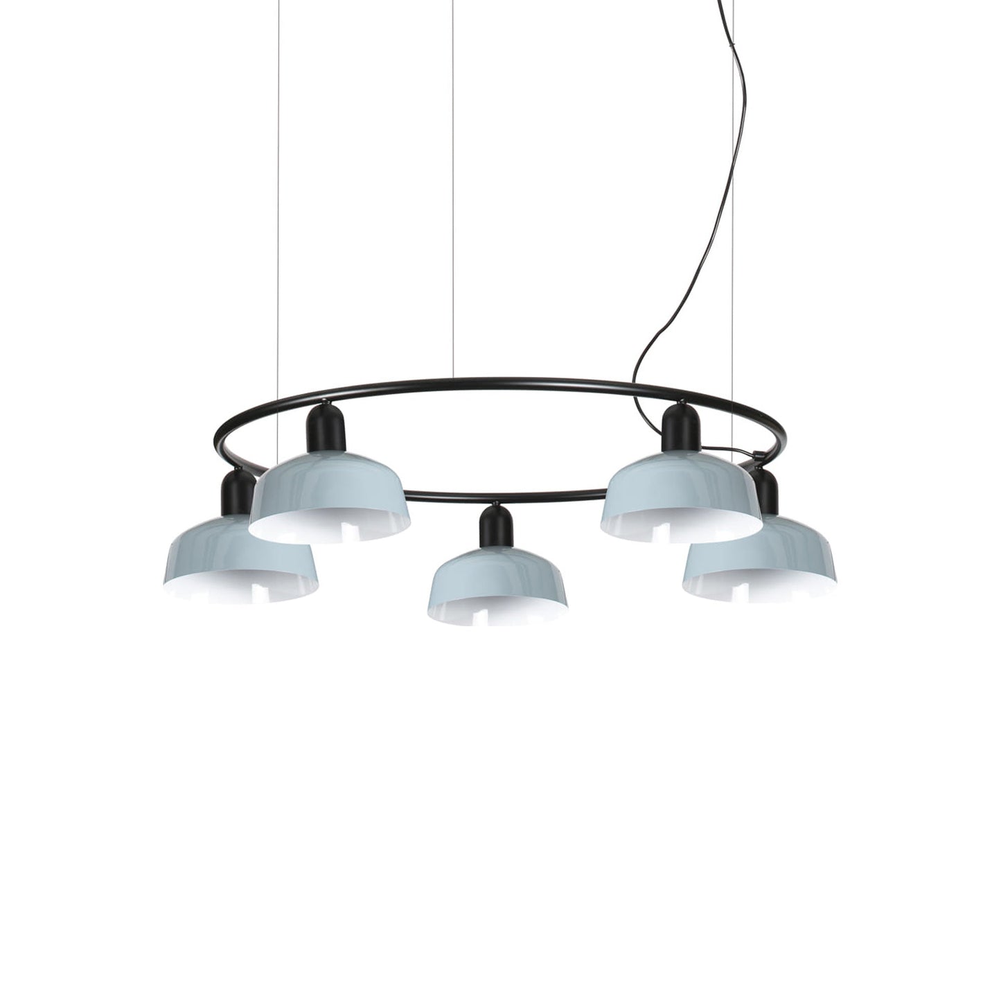 Tatawin Circular Pendant Light in Gloss Grayish Blue/Steel (7-Inch).