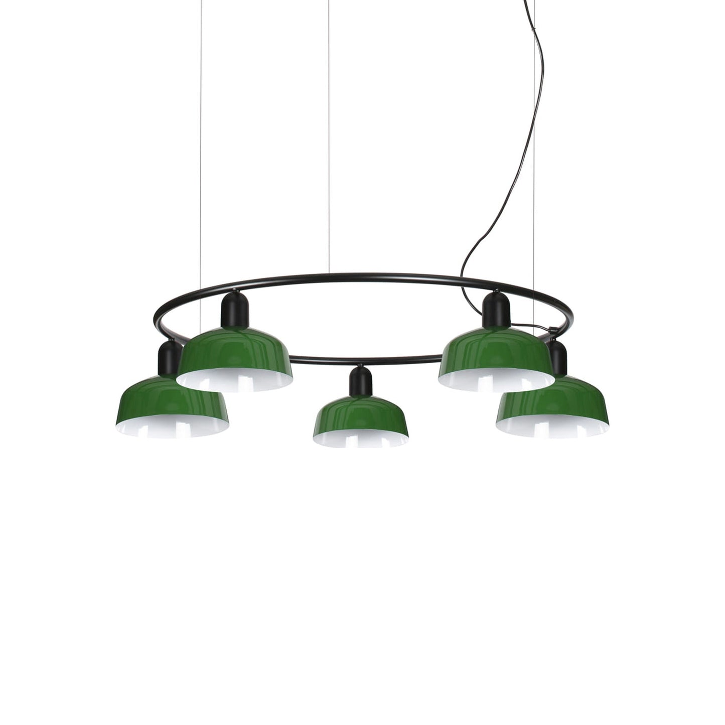 Tatawin Circular Pendant Light in Gloss Green/Steel (7-Inch).