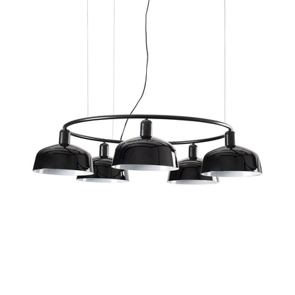 Tatawin Circular Pendant Light in Gloss Black/Glass (10-Inch).