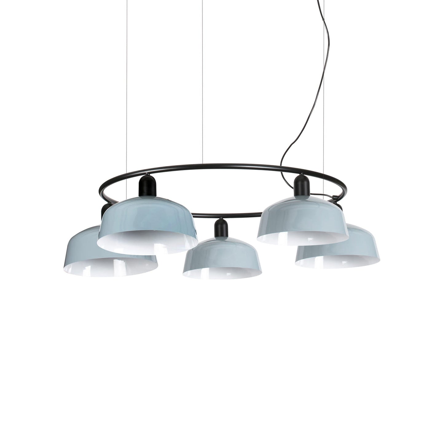 Tatawin Circular Pendant Light in Gloss Grayish Blue/Steel (10-Inch).