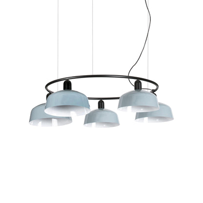Tatawin Circular Pendant Light in Gloss Grayish Blue/Steel (10-Inch).