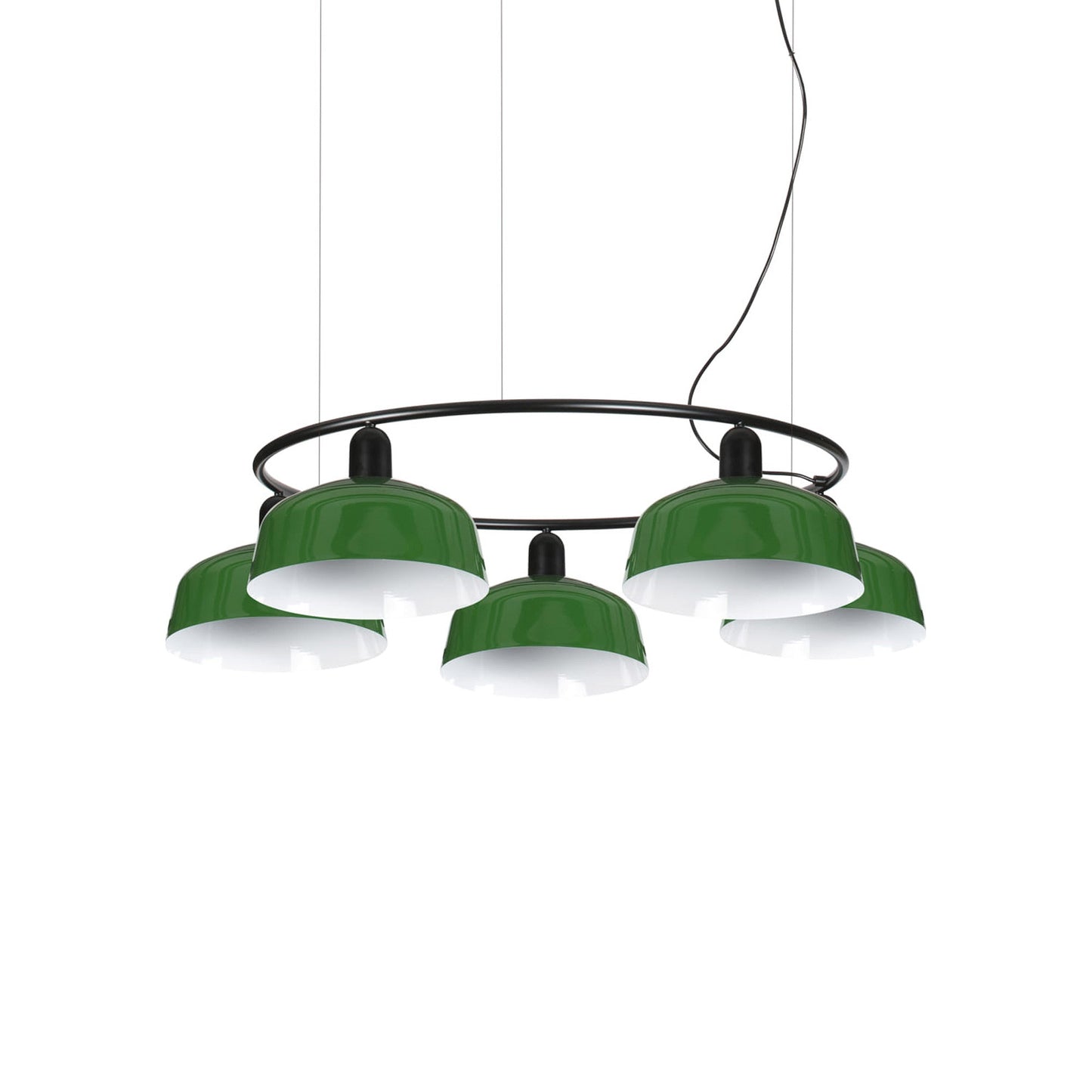 Tatawin Circular Pendant Light in Gloss Green/Steel (10-Inch).