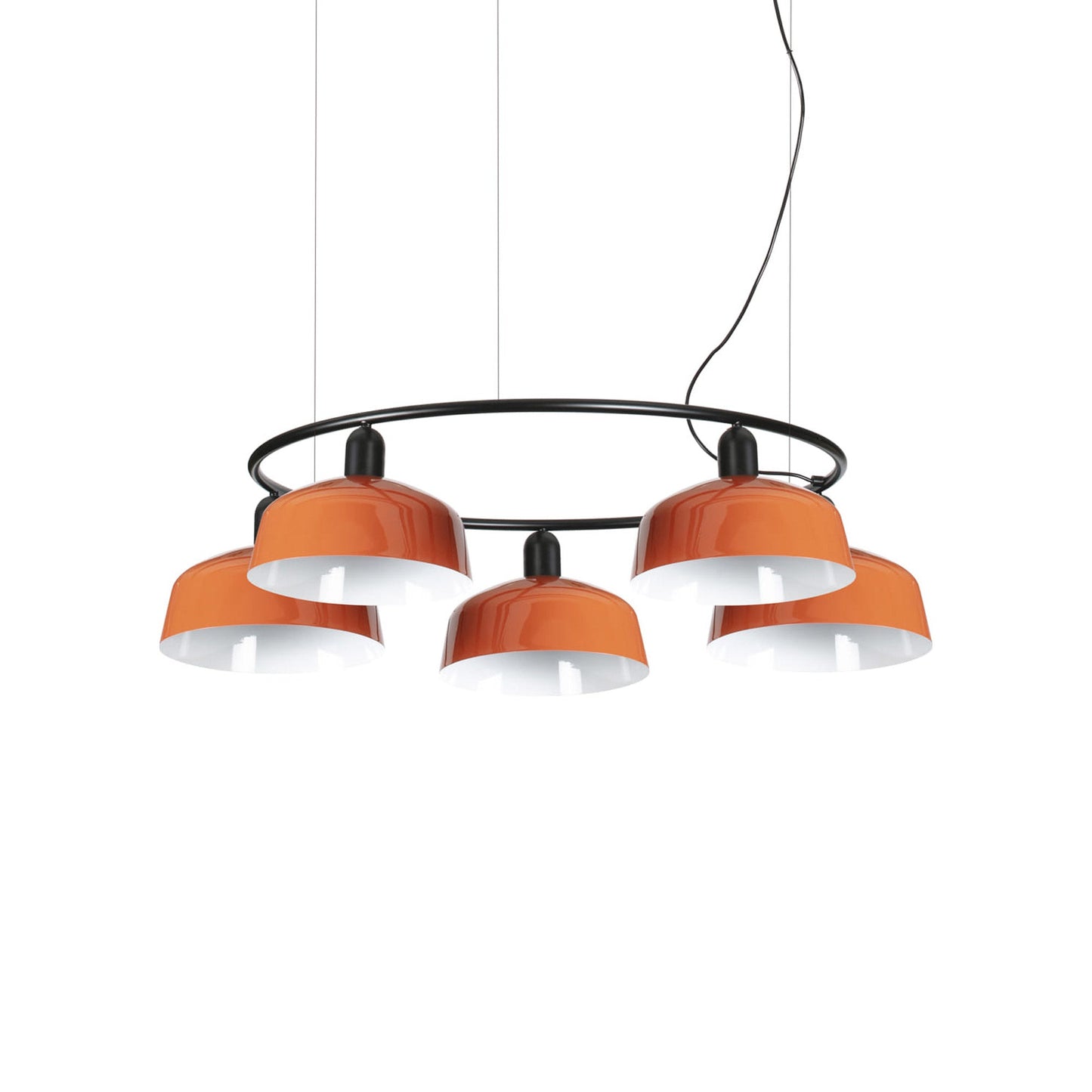 Tatawin Circular Pendant Light in Gloss Reddish Orange/Steel (10-Inch).