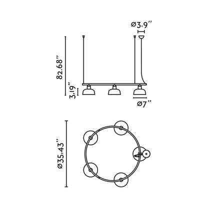 Tatawin Circular Pendant Light - line drawing.