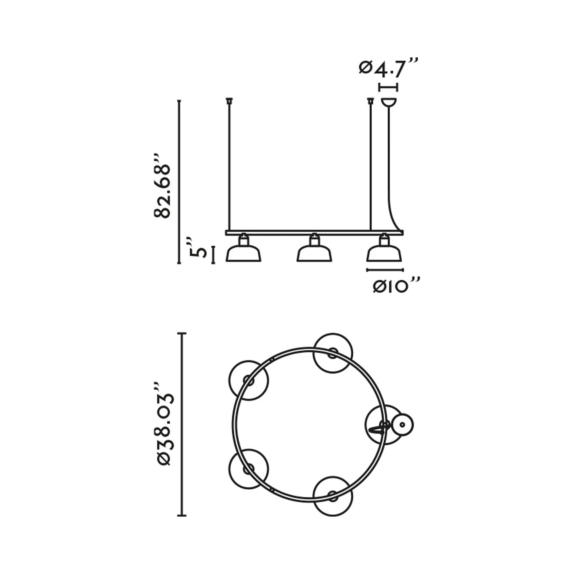 Tatawin Circular Pendant Light - line drawing.