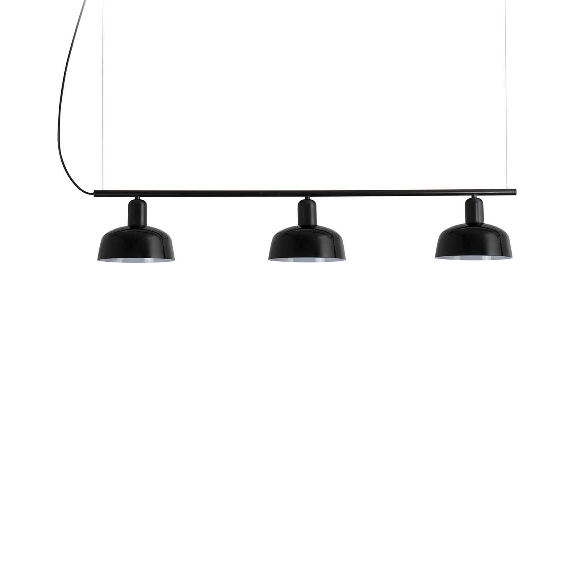 Tatawin Linear Pendant Light in Gloss Black/Glass (7-Inch).