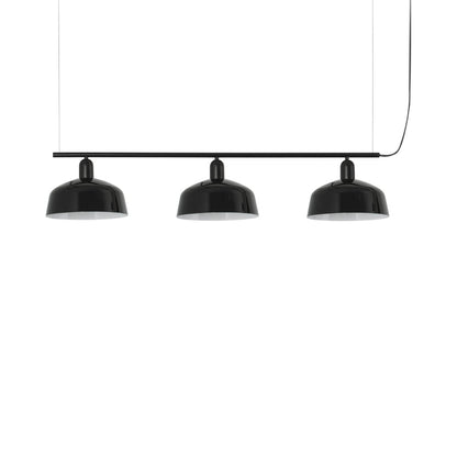 Tatawin Linear Pendant Light in Gloss Black/Steel (10-Inch).