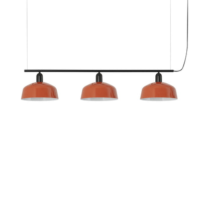 Tatawin Linear Pendant Light in Gloss Reddish Orange/Steel (10-Inch).