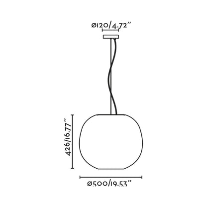 Tierra Pendant Light - line drawing.