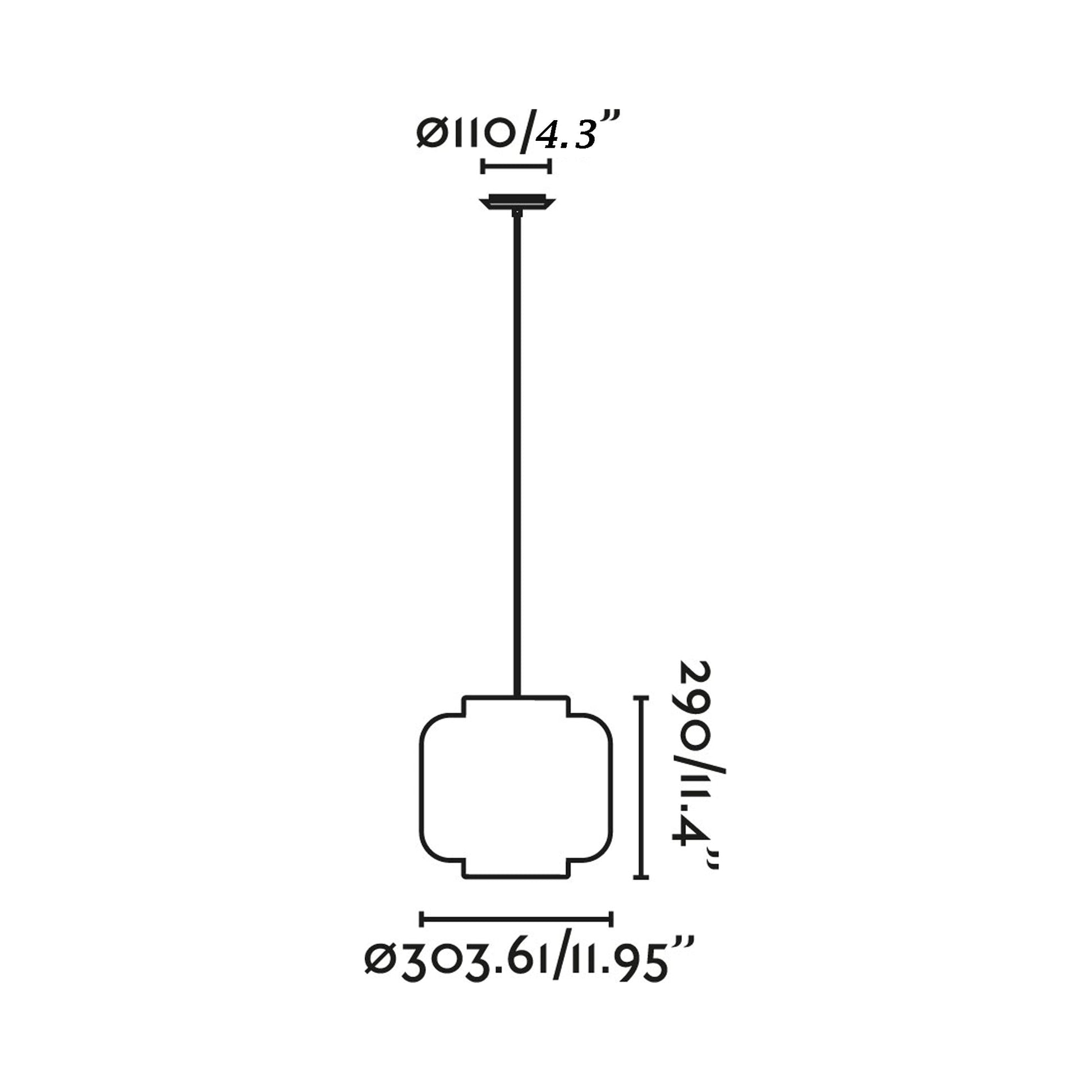 Tupai Pendant Light - line drawing.