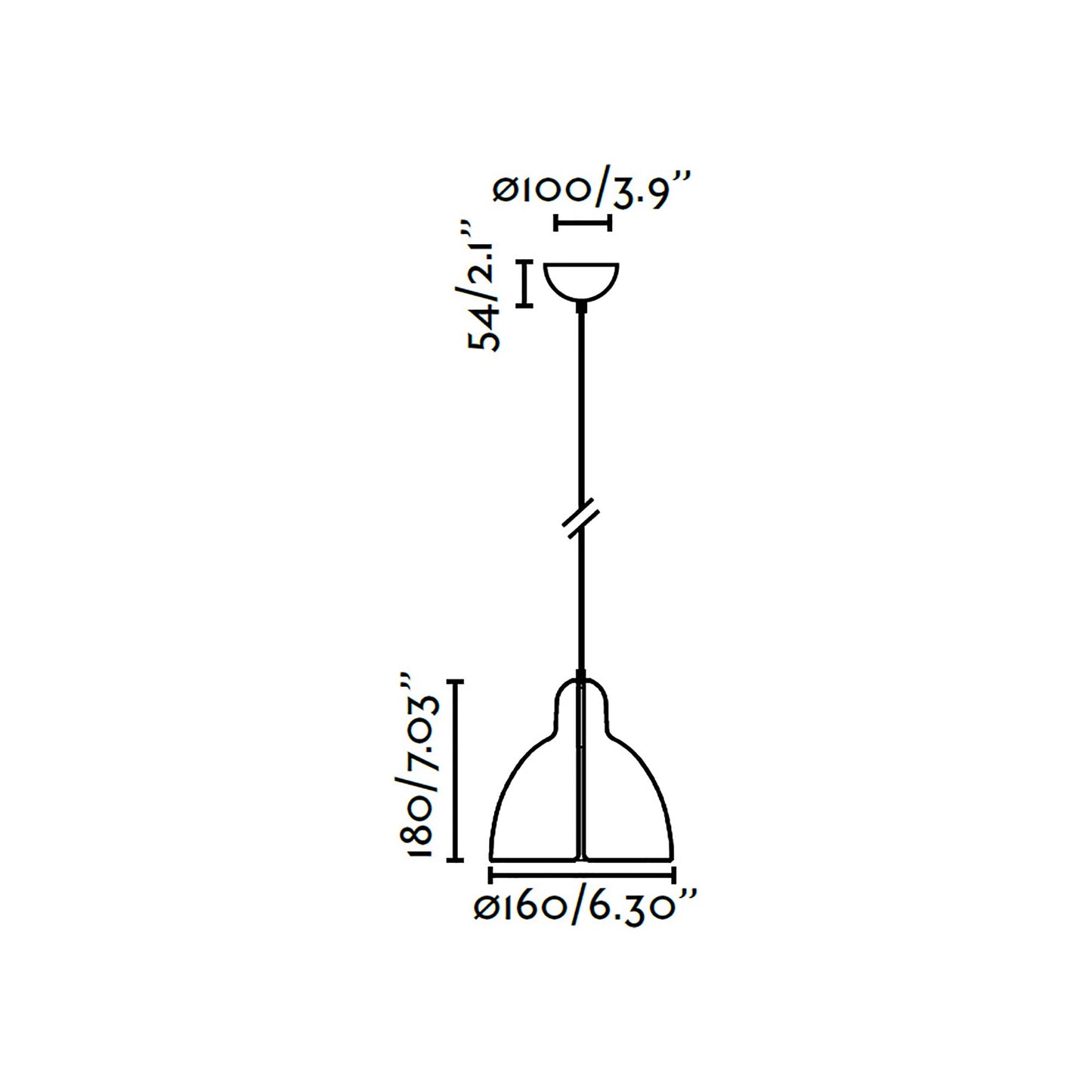 Venice Pendant Light - line drawing.