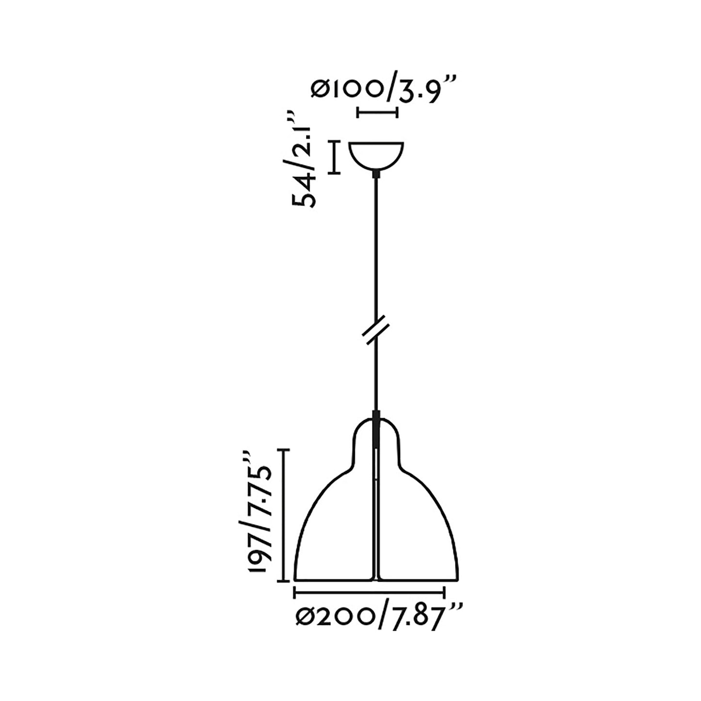 Venice Pendant Light - line drawing.