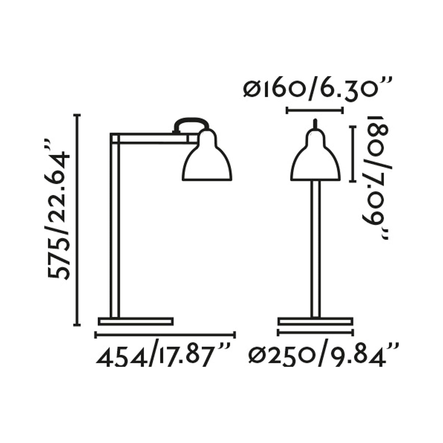 Venice Table Lamp - line drawing.