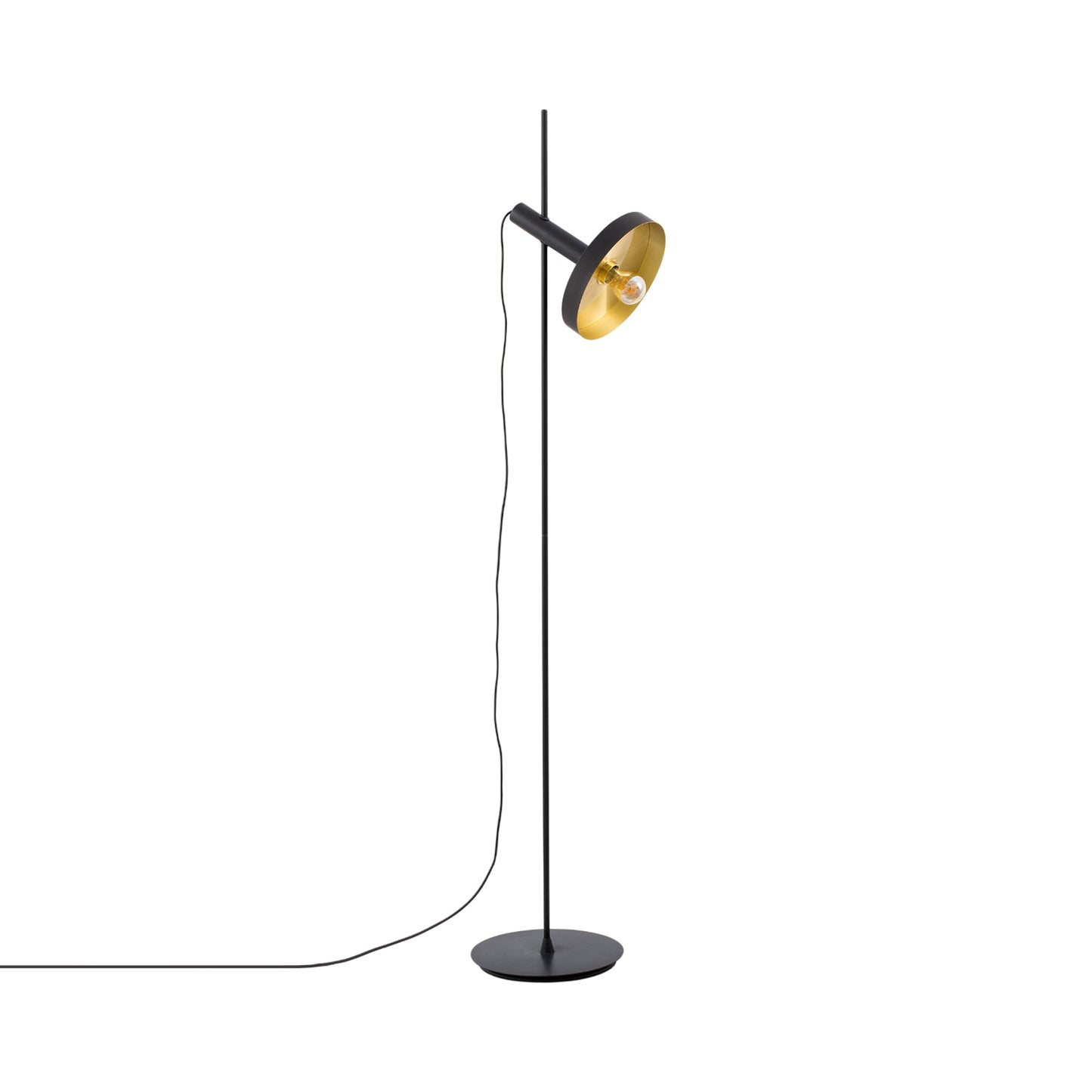 Whizz Floor Lamp in Black/Satin Gold.