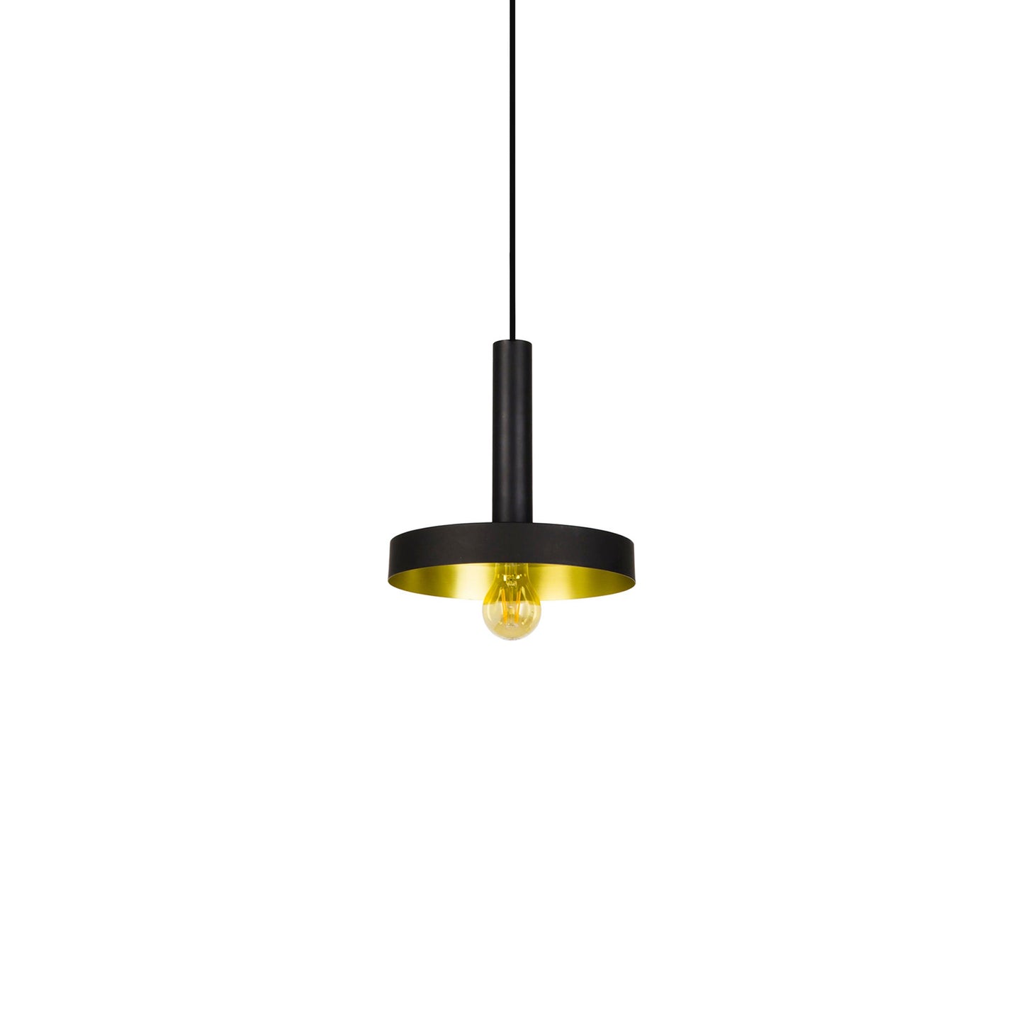 Whizz Pendant Light in Black/Satin Gold.