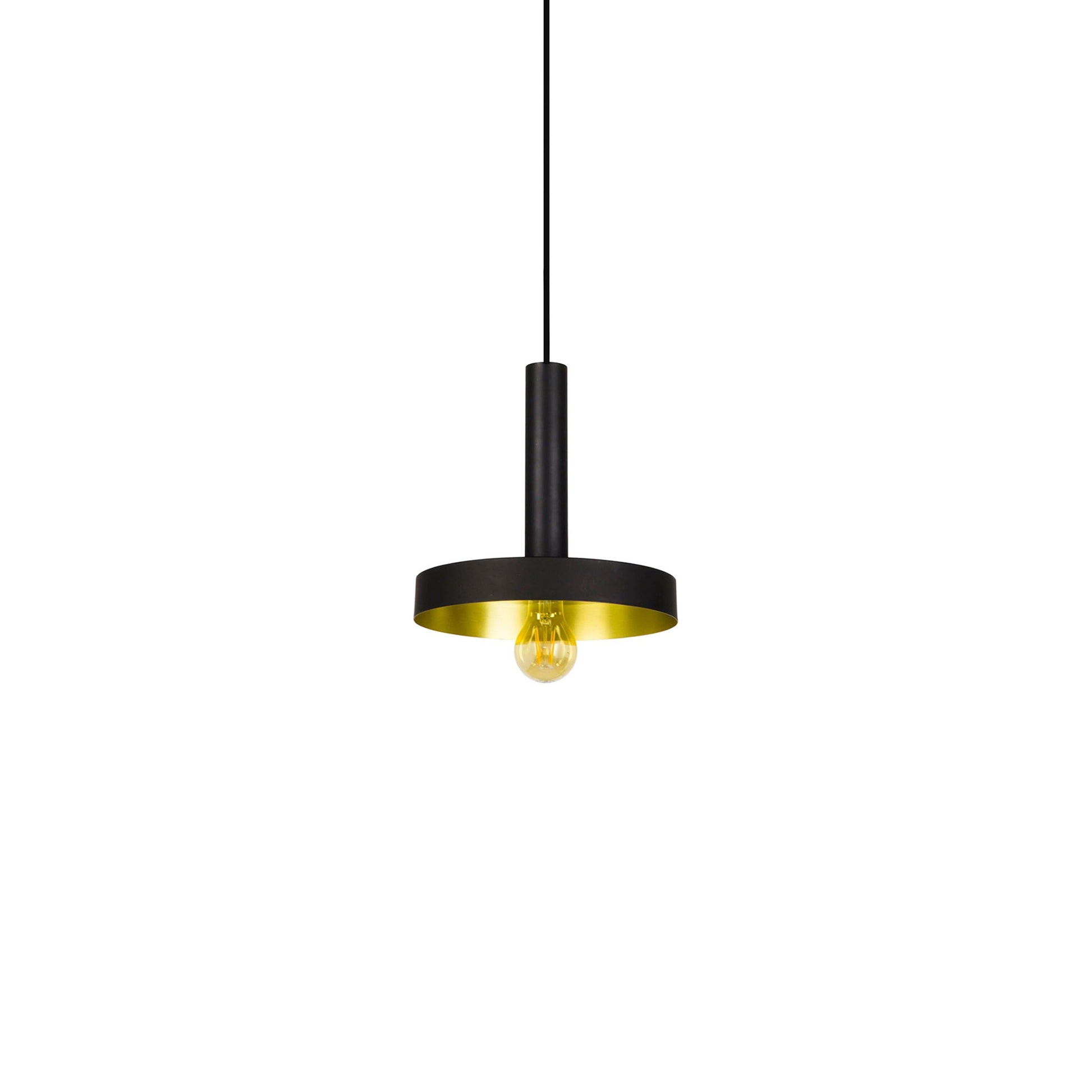 Whizz Pendant Light in Black/Satin Gold.