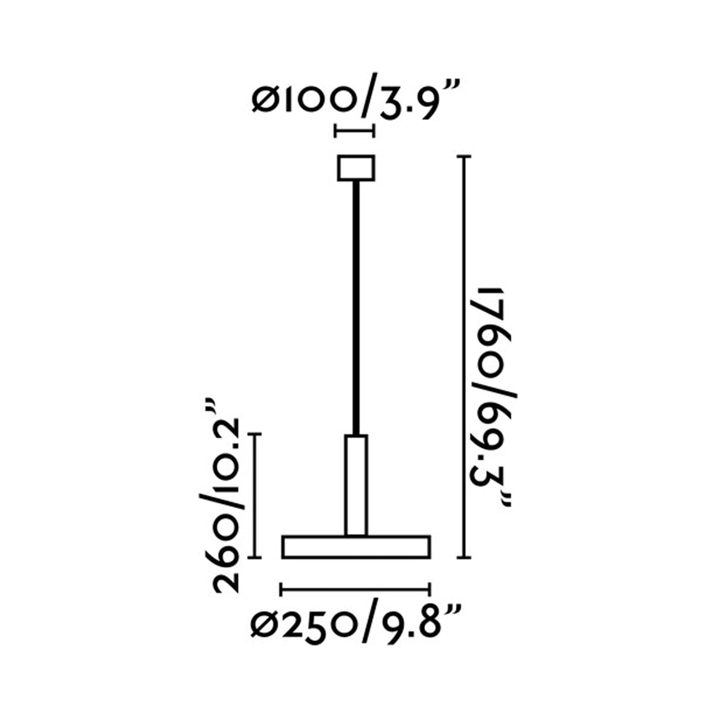 Whizz Pendant Light - line drawing.