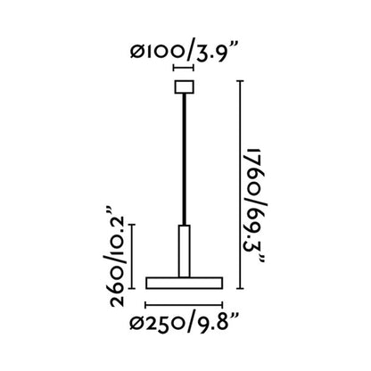 Whizz Pendant Light - line drawing.