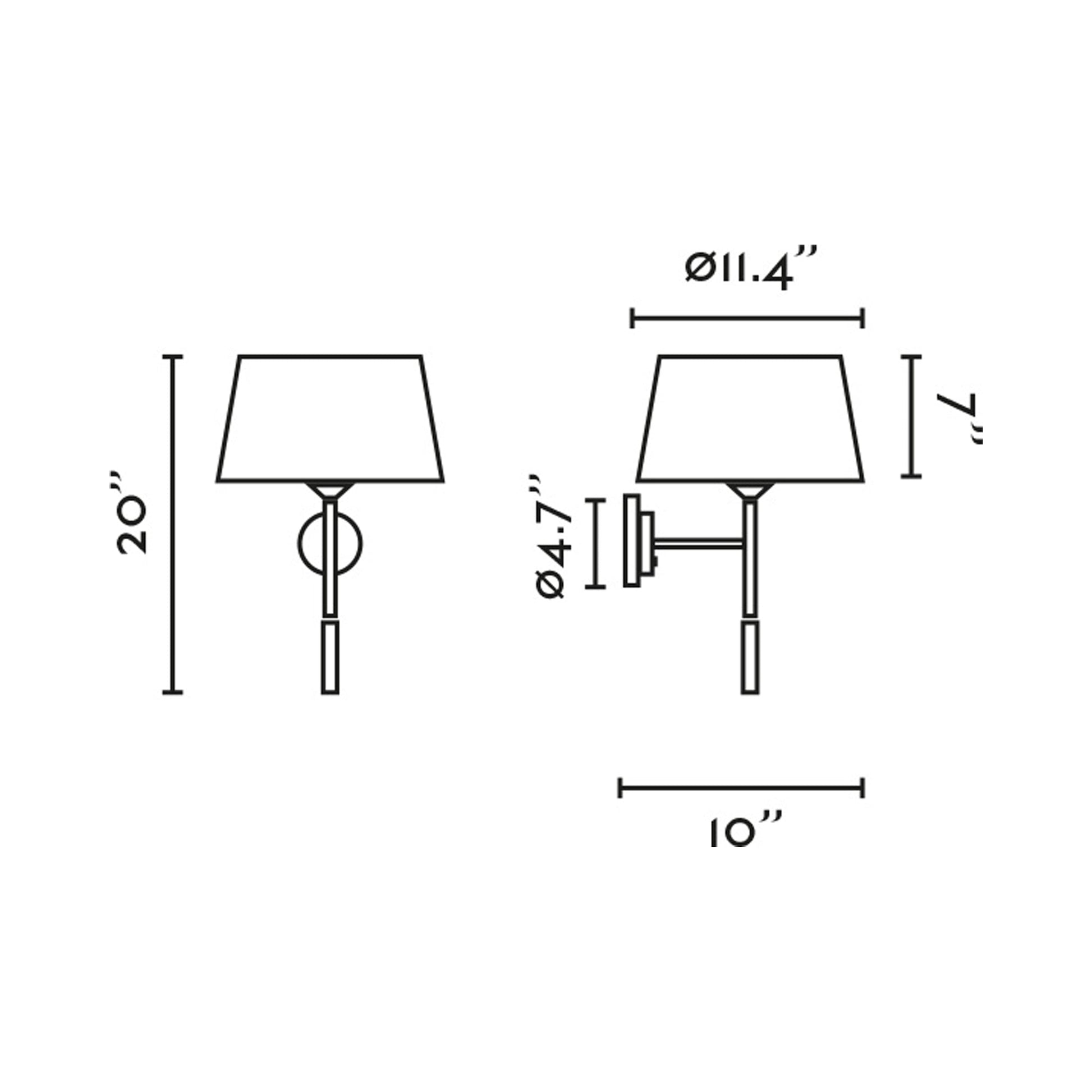 Windsor Reader Wall Light - line drawing.
