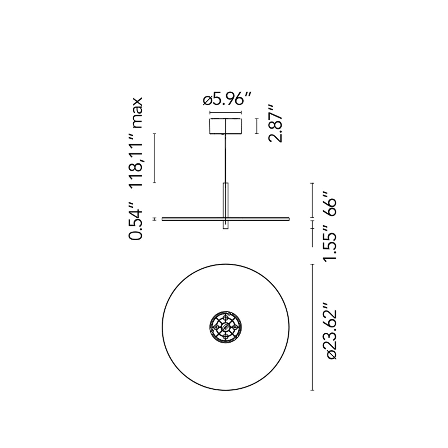 My Disc LED Pendant Light - line drawing.