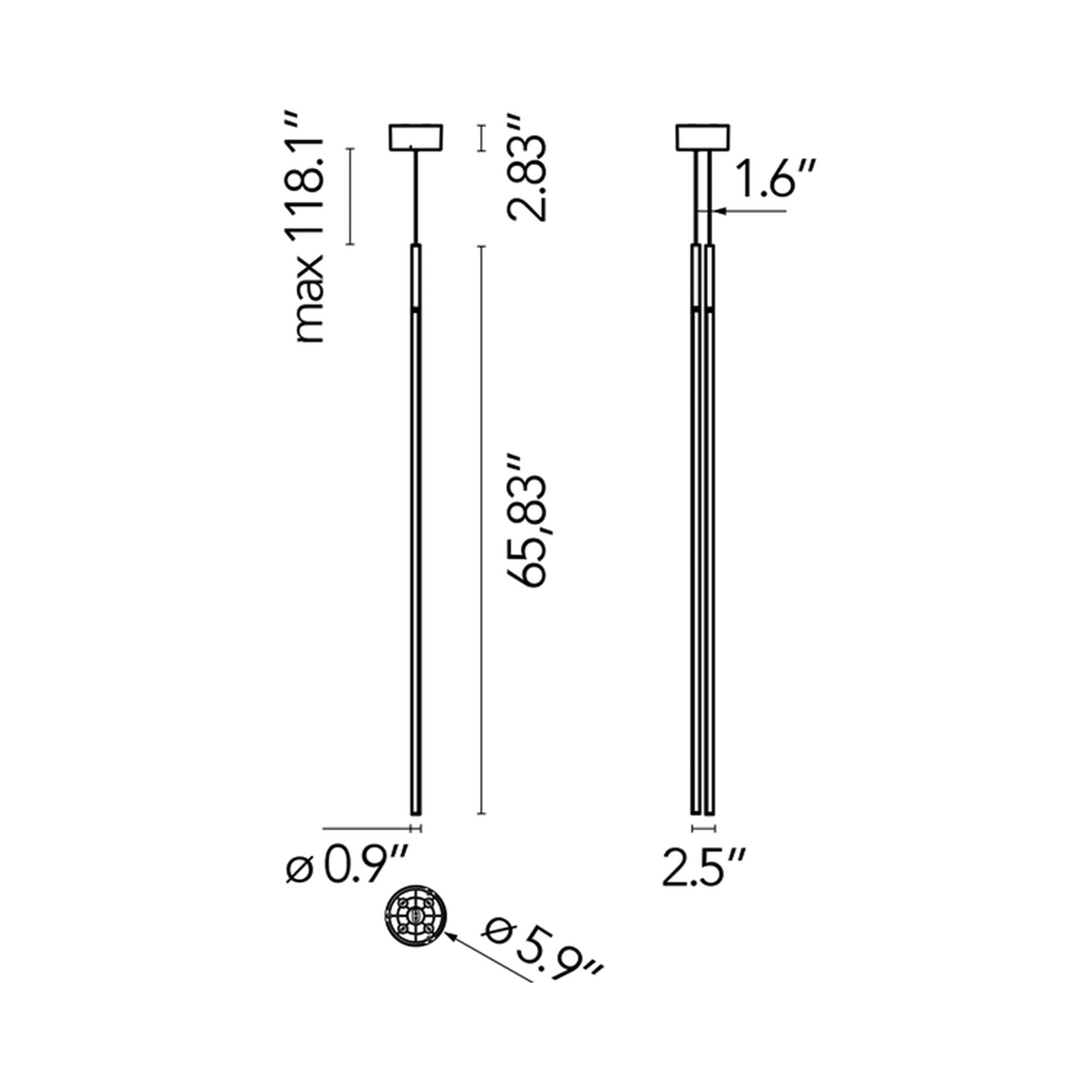 My Lines LED Pendant Light - line drawing.