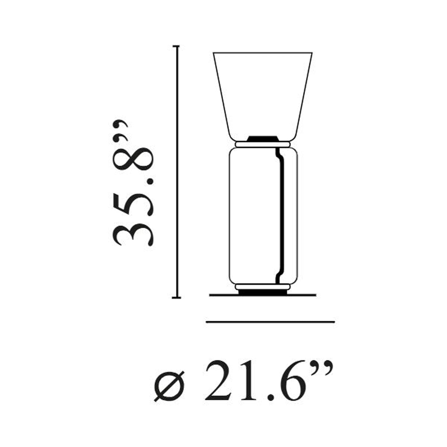 Noctambule High Cylinder and Cone LED Floor Lamp - line drawing.