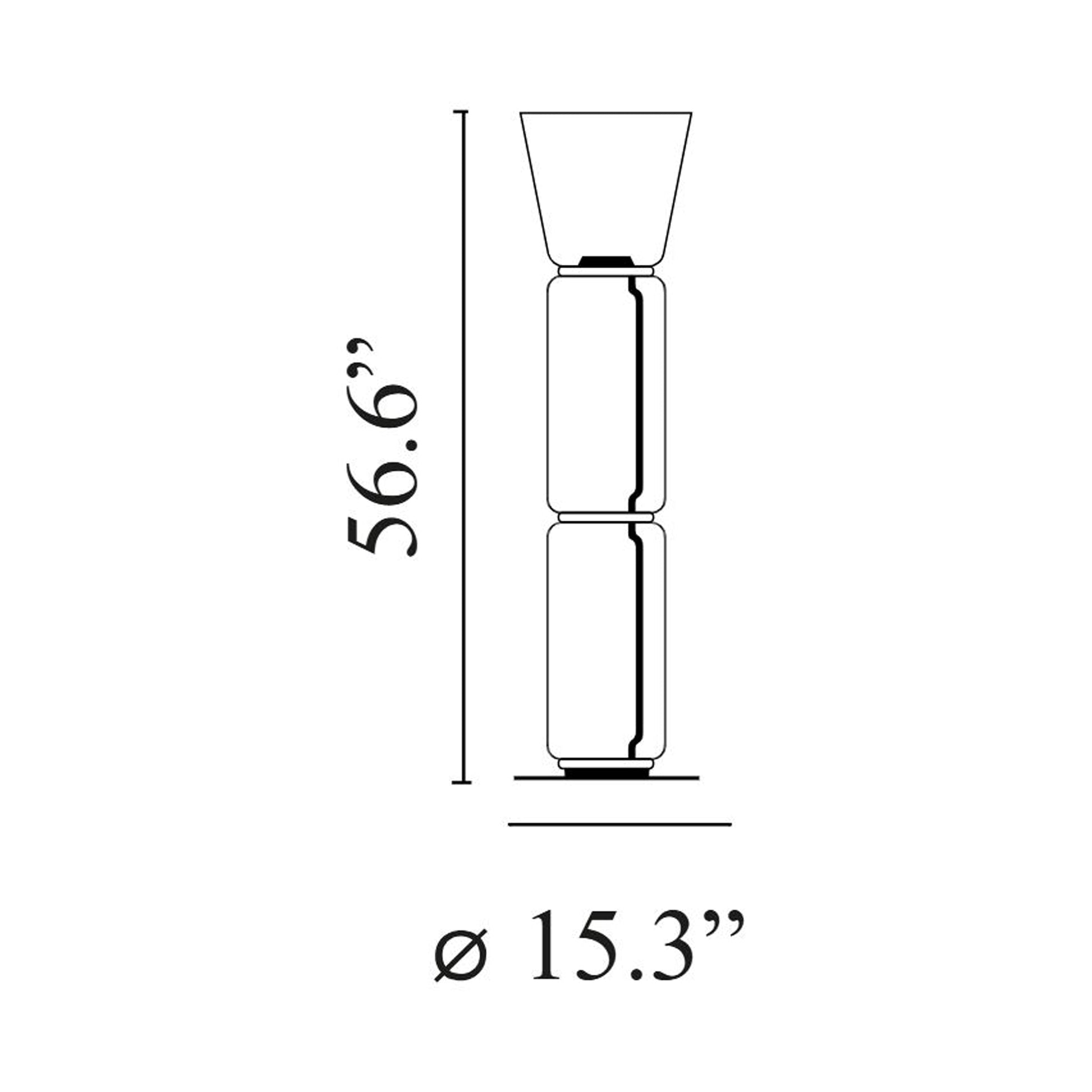 Noctambule High Cylinder and Cone LED Floor Lamp - line drawing.