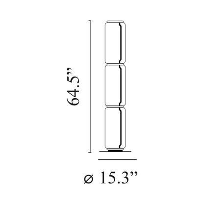 Noctambule High Cylinder LED Floor Lamp - line drawing.