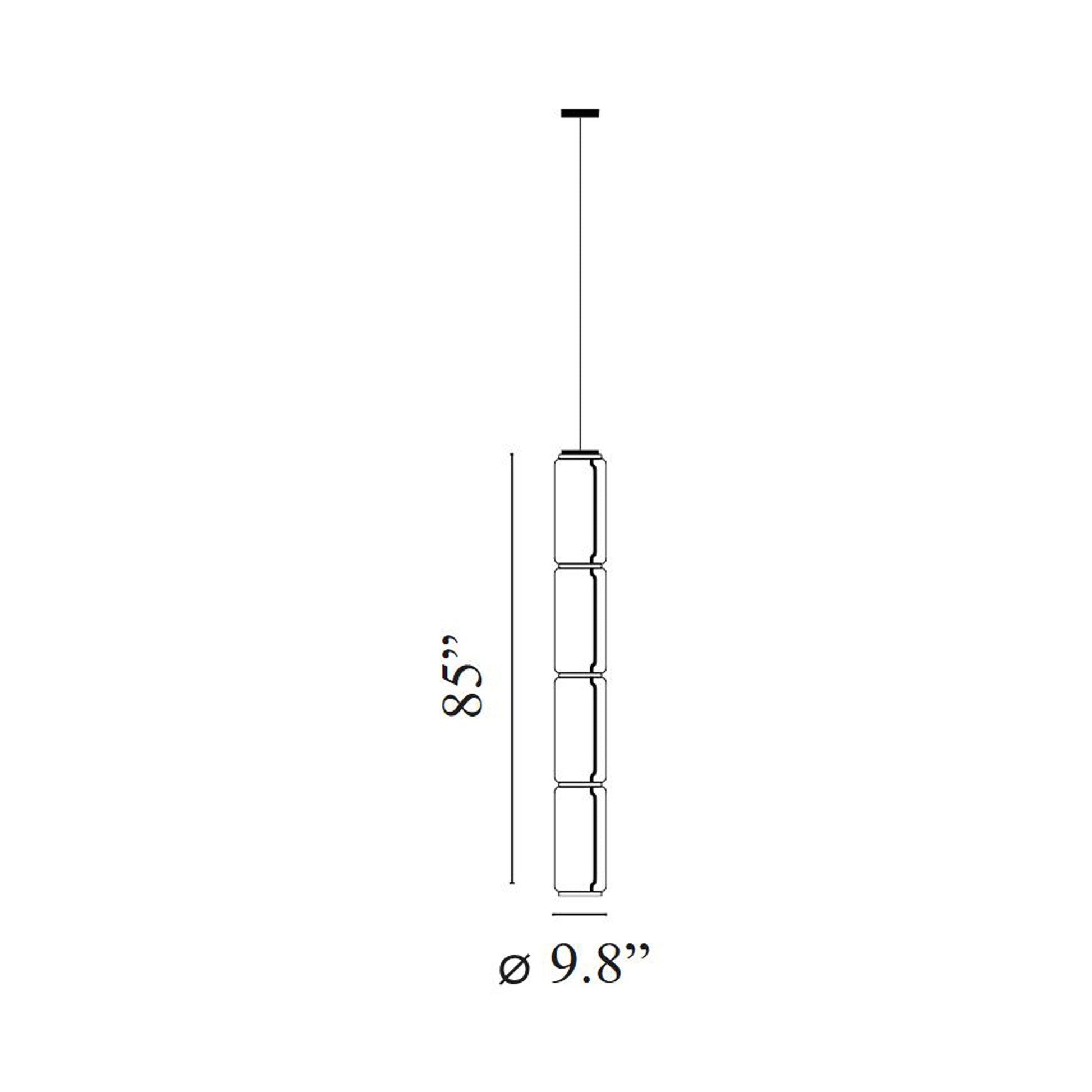 Noctambule High Cylinder LED Pendant Light - line drawing.