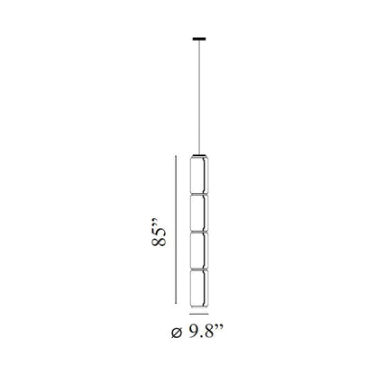 Noctambule High Cylinder LED Pendant Light - line drawing.