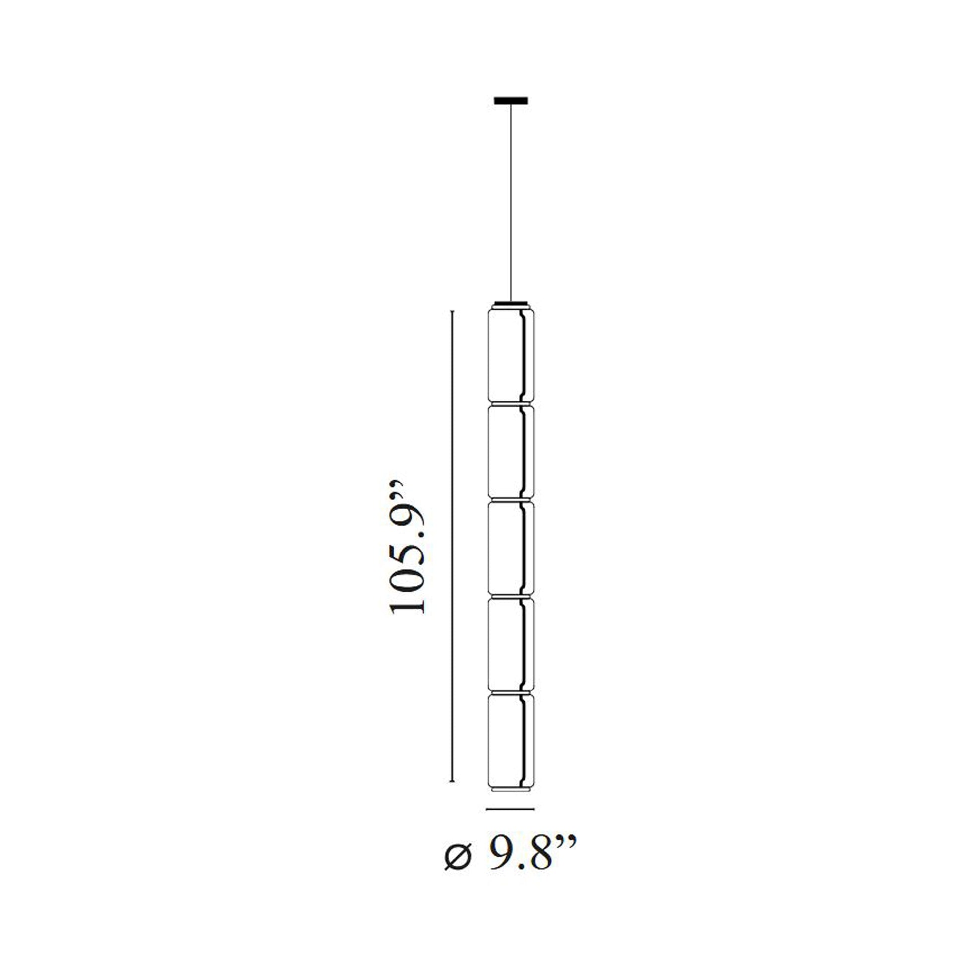 Noctambule High Cylinder LED Pendant Light - line drawing.