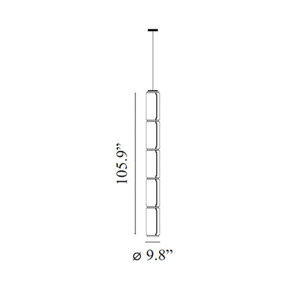 Noctambule High Cylinder LED Pendant Light - line drawing.