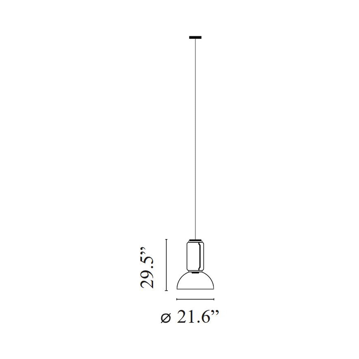 Noctambule Low Cylinder and Bowl LED Pendant Light - line drawing.