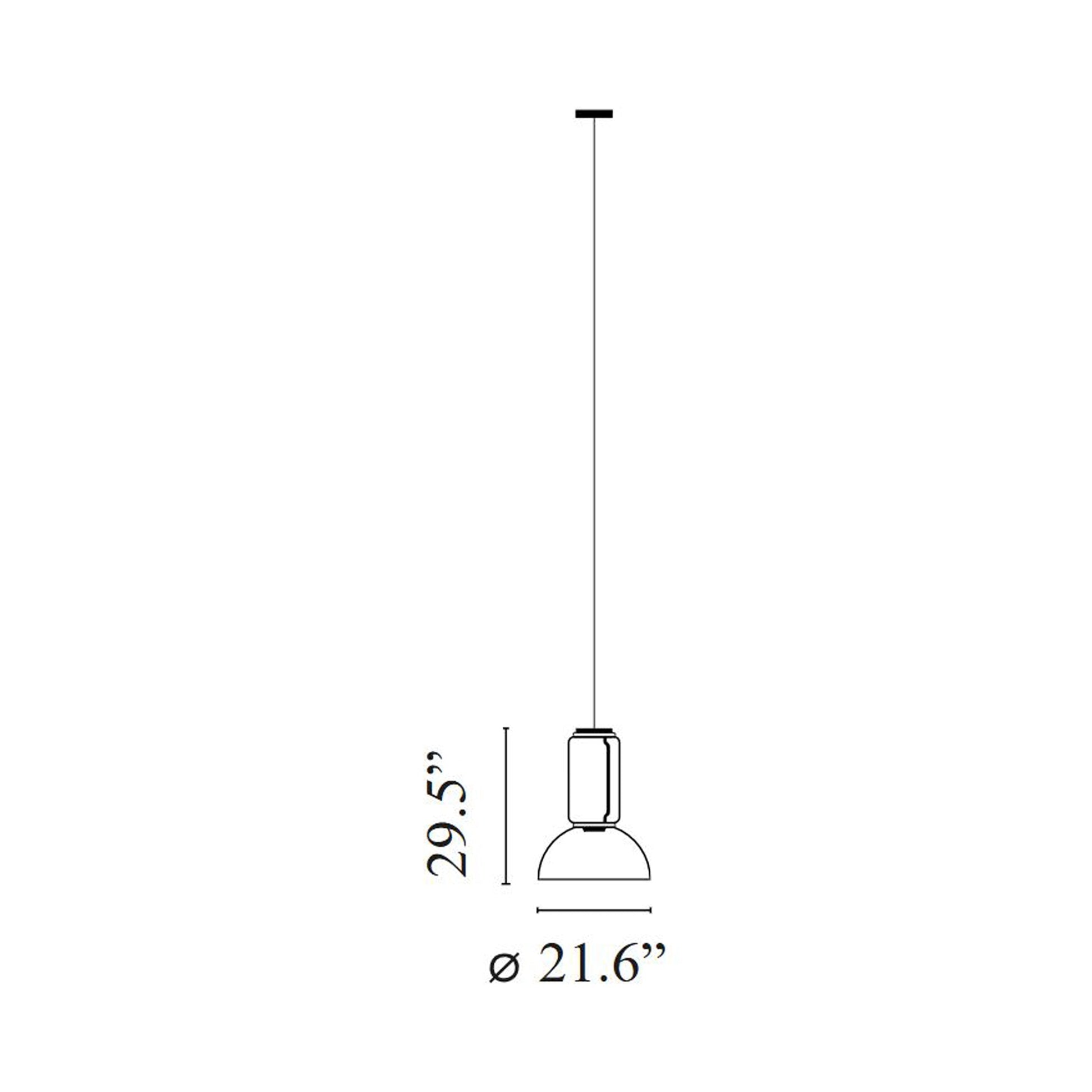 Noctambule Low Cylinder and Bowl LED Pendant Light - line drawing.