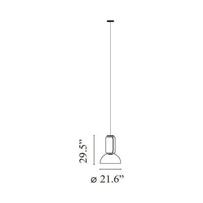 Noctambule Low Cylinder and Bowl LED Pendant Light - line drawing.