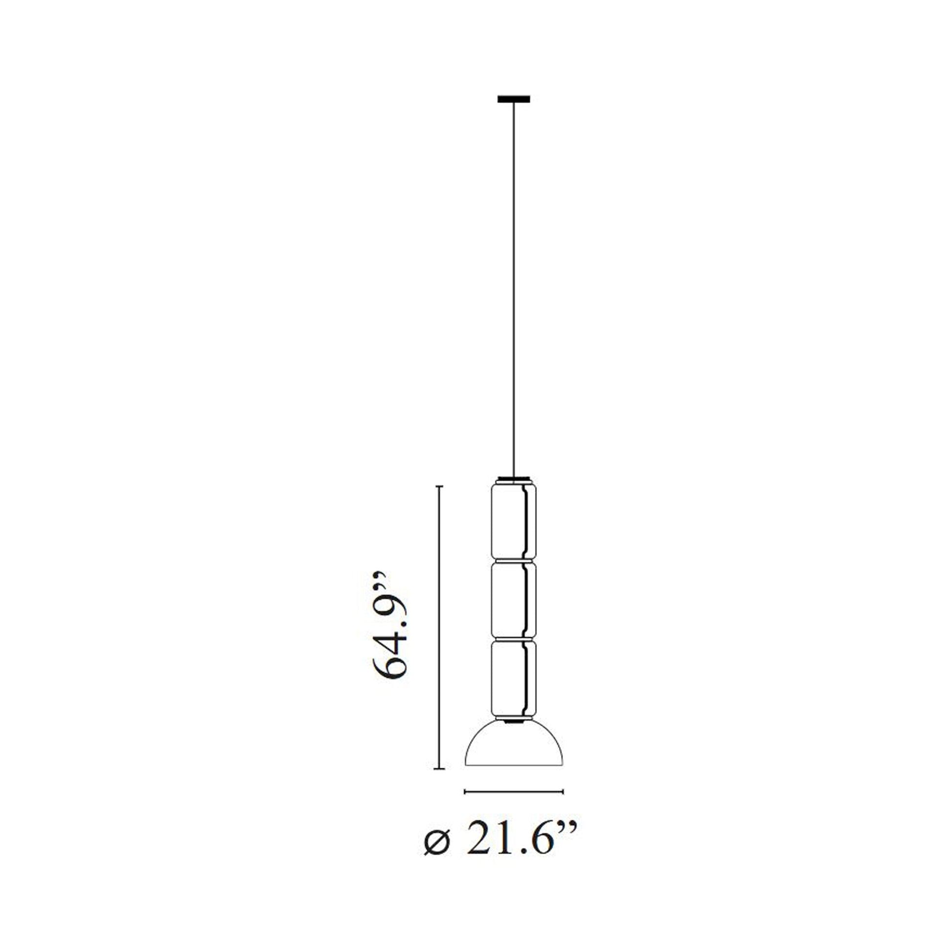 Noctambule Low Cylinder and Bowl LED Pendant Light - line drawing.