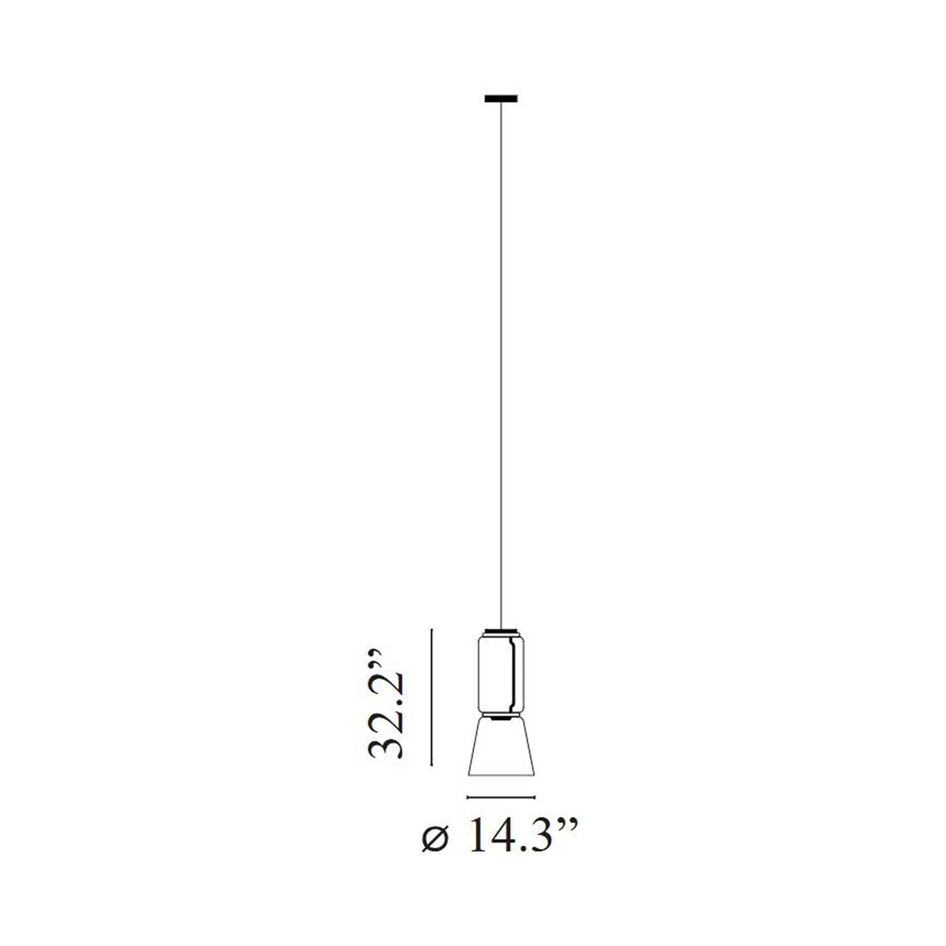 Noctambule Low Cylinder and Cone LED Pendant Light - line drawing.