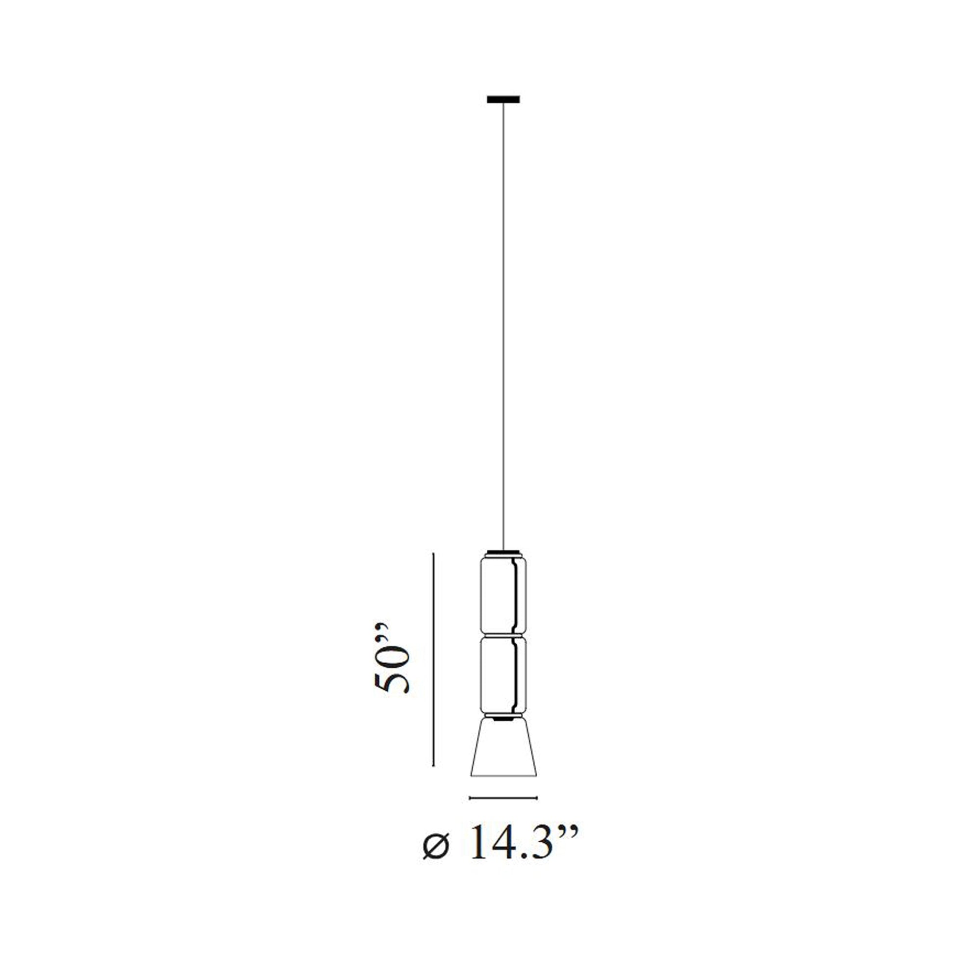 Noctambule Low Cylinder and Cone LED Pendant Light - line drawing.